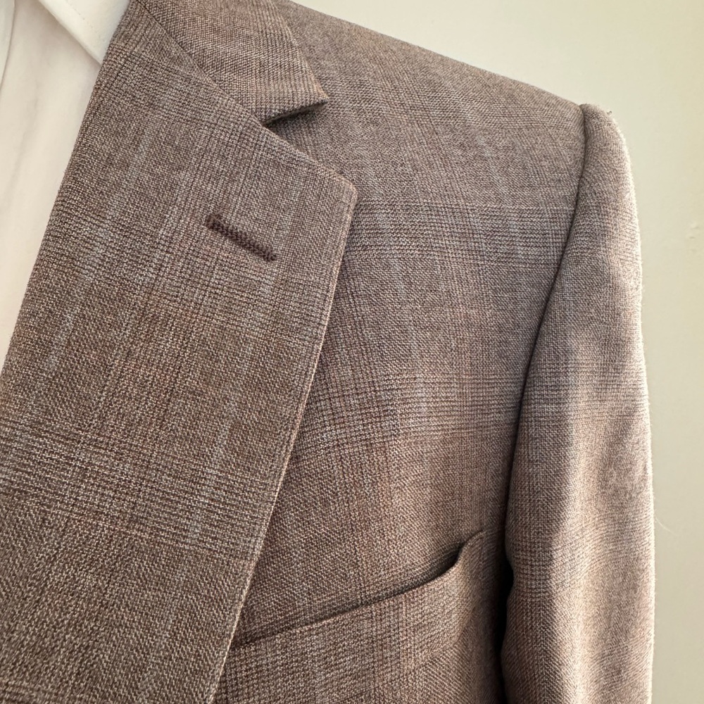 JOHNNY CARSON Vintage 70’s Deadstock Subtle Plad Wool Blend 3 Piece Suit 44 L - Picture 3 of 16